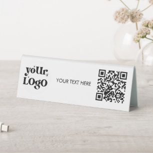 Plaque De Table Code QR - Logo Texte Business Scan Me