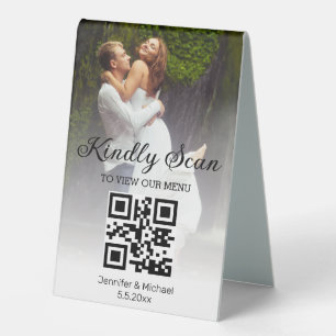 Plaque De Table code qr minimaliste tendance menu mariage photo