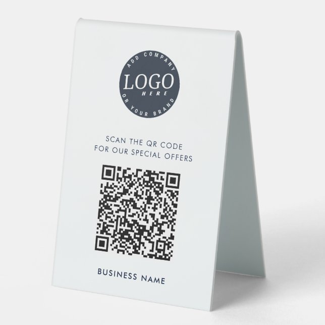 Plaque De Table Code QR moderne et logo d'entreprise Simple (Recto)