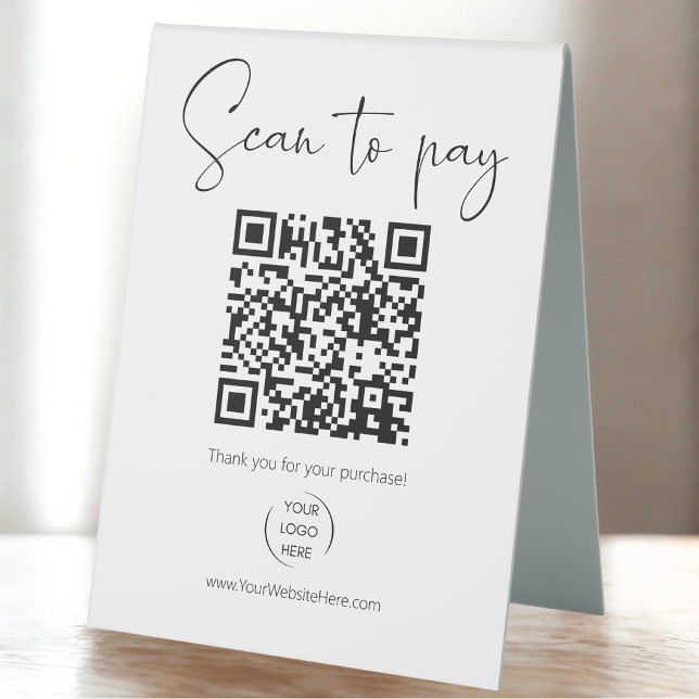 Plaque De Table Code QR moderne Scannez pour payer Venmo + Scannez (Créateur téléchargé)