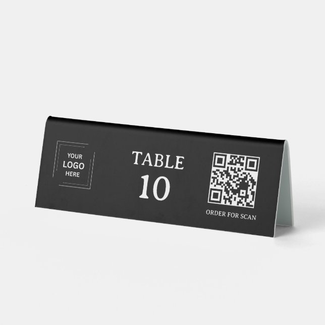 Plaque De Table Code QR noir Numéro de table de restaurant Scan (Recto)