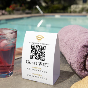 Plaque De Table Code QR personnalisé de mot de passe et de réseau 