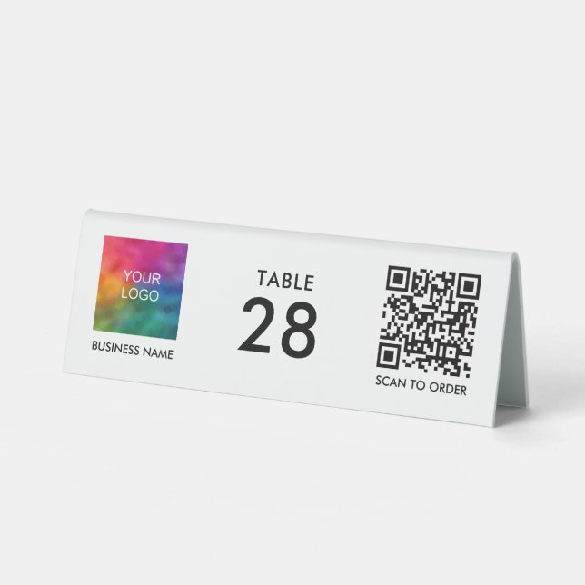 Plaque De Table Code QR personnalisé Logo d'entreprise Ici Numéris (Recto)