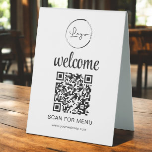 Plaque De Table Code QR personnalisé Menu Texte Entreprise moderne