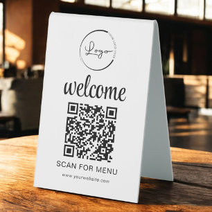 Plaque De Table Code QR personnalisé Menu Texte Entreprise moderne