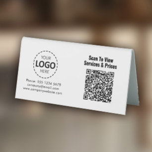 Plaque De Table Code QR personnalisé Prix / Services Table Tente