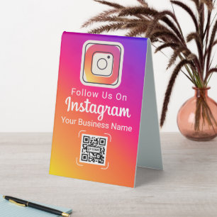Plaque De Table Code QR Réseaux Sociaux Dégradé Instagram Suivez-N