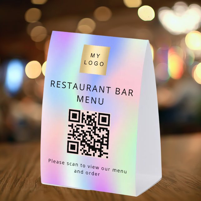 Plaque De Table code QR restaurant café bar scan menu holographiqu (Créateur téléchargé)