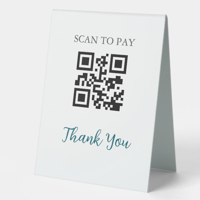 Plaque De Table Code QR sans contact Payable numérisable noir blan (Recto)