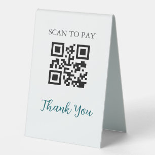Plaque De Table Code QR sans contact Payable numérisable noir blan
