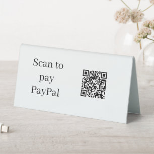 Plaque De Table Code QR Scan to Pay PayPal Table Top Sign