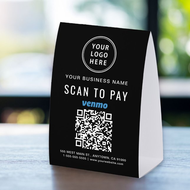 Plaque De Table Code QR Venmo Logo Entreprise Scannez Pour Payer (Créateur téléchargé)