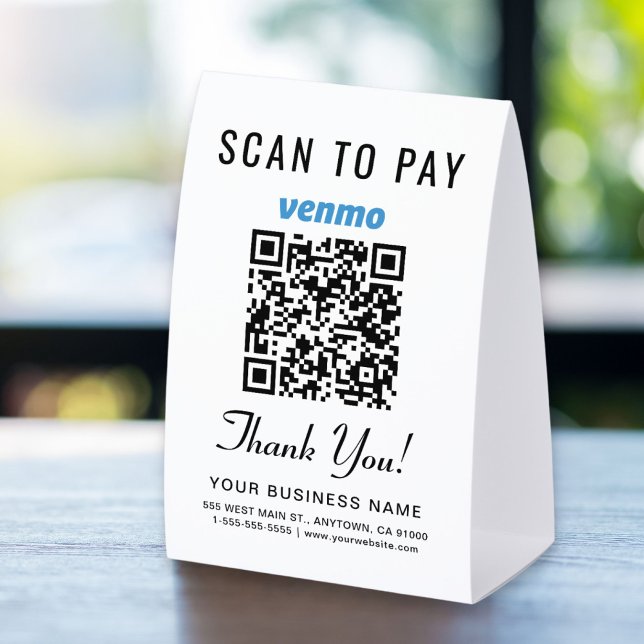 Plaque De Table Code QR Venmo Scan Pour Payer (Créateur téléchargé)
