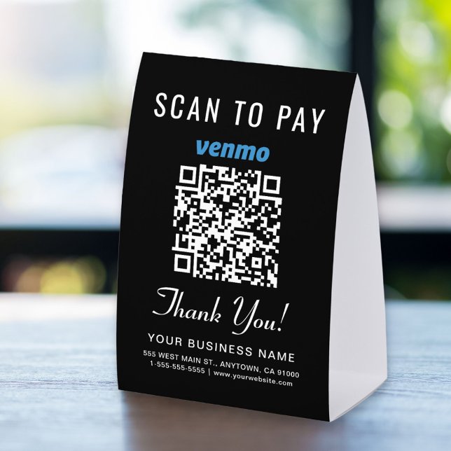 Plaque De Table Code QR Venmo Scan To Pay Noir (Créateur téléchargé)
