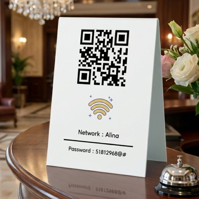 Plaque De Table Code QR Wifi personnalisé | Mot de passe réseau mo (Créateur téléchargé)