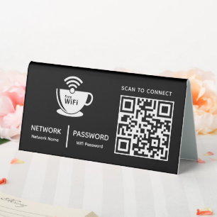 Plaque De Table Code QR Wifi Scan pour connecter le logo de l'entr