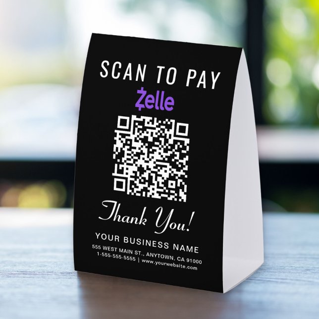 Plaque De Table Code QR Zelle Scan To Pay Noir (Créateur téléchargé)