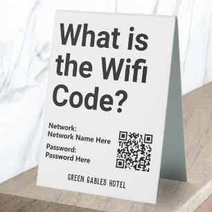 Plaque De Table Code WiFi avec code QR sur un