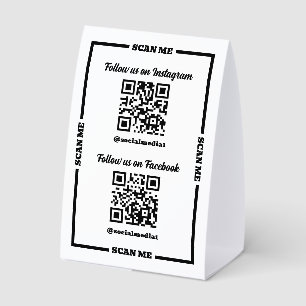 Plaque De Table Codes QR Simple Scan Me Suivez-nous sur les réseau