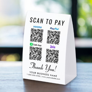 Plaque De Table Codes QR Venmo CashApp PayPal Zelle Scan Pour Paye