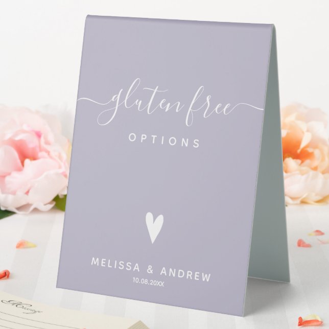 Plaque De Table Coeur & Élégant Script - Gluten Mariage Alimentati (In SItu (Mariage))