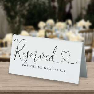 Plaque De Table Cœur noir et blanc écriture mariage réservé