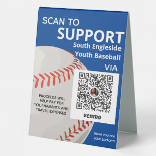 Plaque De Table Collectes de fonds pour l'équipe de baseball Venmo