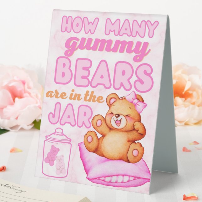 Plaque De Table Combien d'ours de gummy Baby shower rose jeu (In SItu (Mariage))