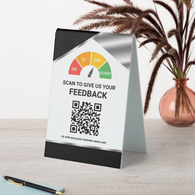 Plaque De Table Commentaires clients par QR Code sans contact (En SItu (Tableau))