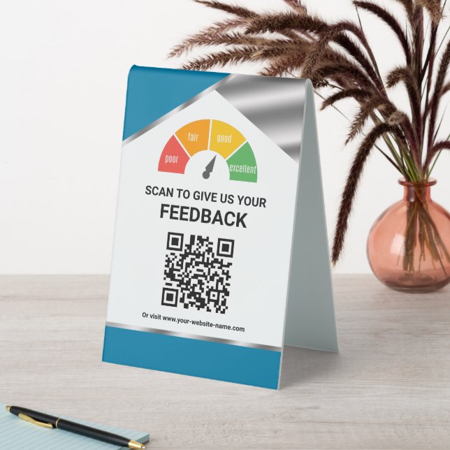 Plaque De Table Commentaires clients par QR Code sans contact (En SItu (Tableau))