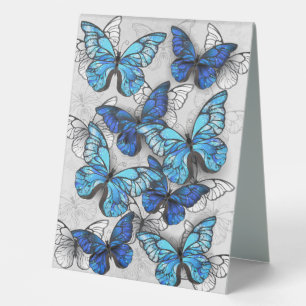 Plaque De Table Composition of White and Blue Butterflies