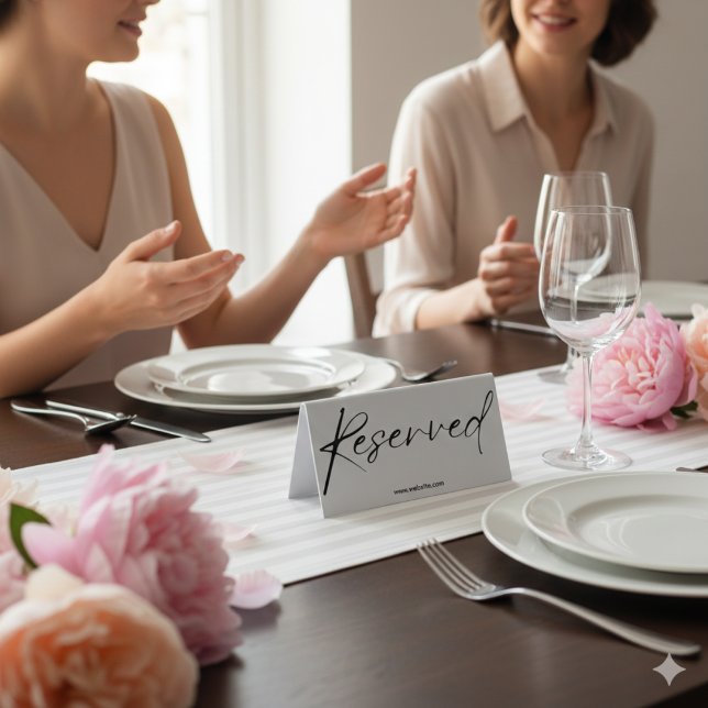 Plaque De Table Conception de pancarte de table réservée moderne n (Black White Modern Reserved Table Tent Sign Design
)