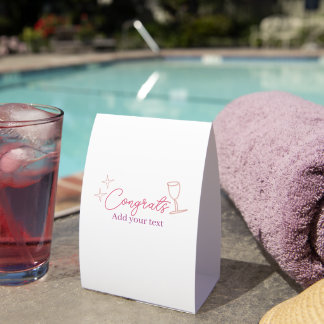 Plaque De Table congrats wine glass stars pink pastel bold retro g