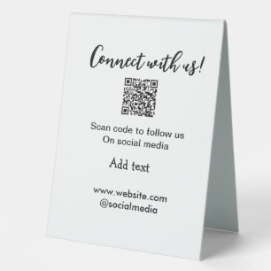 Plaque De Table Connectez-vous avec nous scan QR code ajouter e-ma