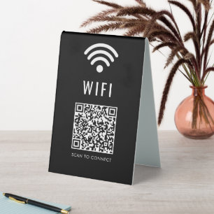 Plaque De Table Connexion WiFi instantanée Table noire avec code Q