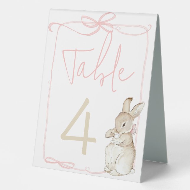 Plaque De Table Coquett rose Pierre le lapin Table d'anniversaire  (Recto)