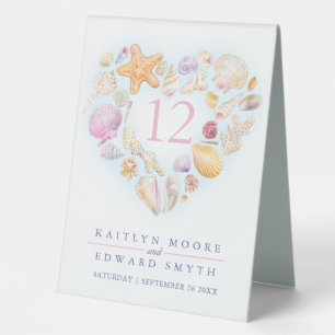 Plaque De Table Coquilles de poisson étoilé couleur coeur mariage 