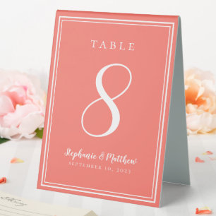 Plaque De Table Corail personnalisé Numéro de table de Mariage sim