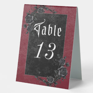 Plaque De Table Corbeau noir gothique et Mariage de vin Rose