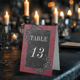 Plaque De Table Corbeau noir gothique et Mariage de vin Rose noir