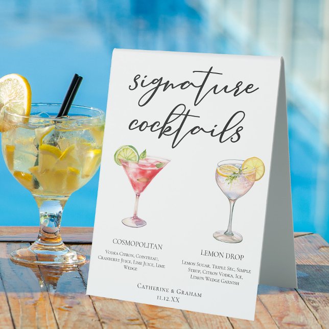 Plaque De Table Cosmopolite Lemon Drop Signature Cocktails Menu (Créateur téléchargé)
