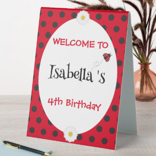 Plaque De Table Coute Polka point Ladybug Daisy Flower fête d'anni