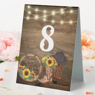 Plaque De Table Cowboy Boots Sunflower Country Western Mariage