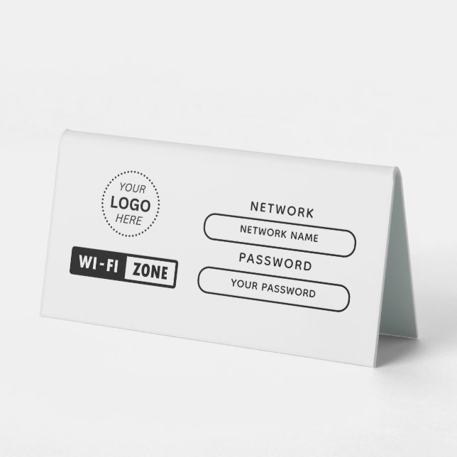 Plaque De Table Create Your Own Business Logo Free wifi Zone (Recto)