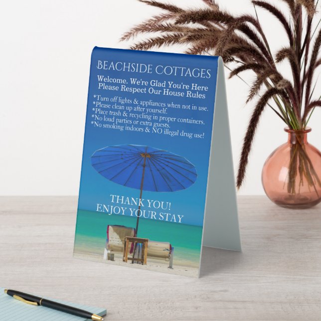 Plaque De Table Créer Votre Propre Thème Plage Guest House Règles (En SItu (Tableau))