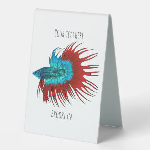 Plaque De Table Crowntail betta fish dessin animé