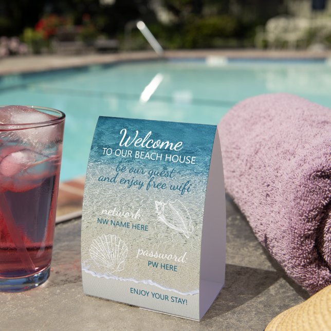 Plaque De Table Custom Beach House Rentals Home Wifi Instructions (InVersositu (sur table))
