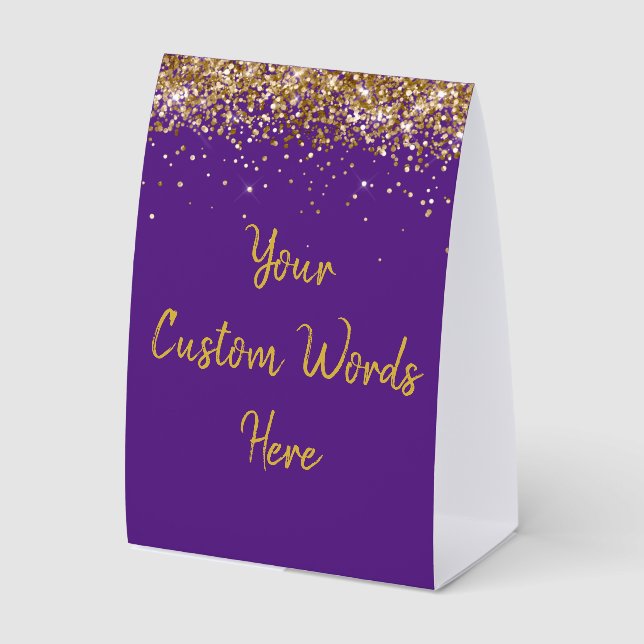 Plaque De Table Custom Birthday Party Personalized Purple and Gold (Recto)