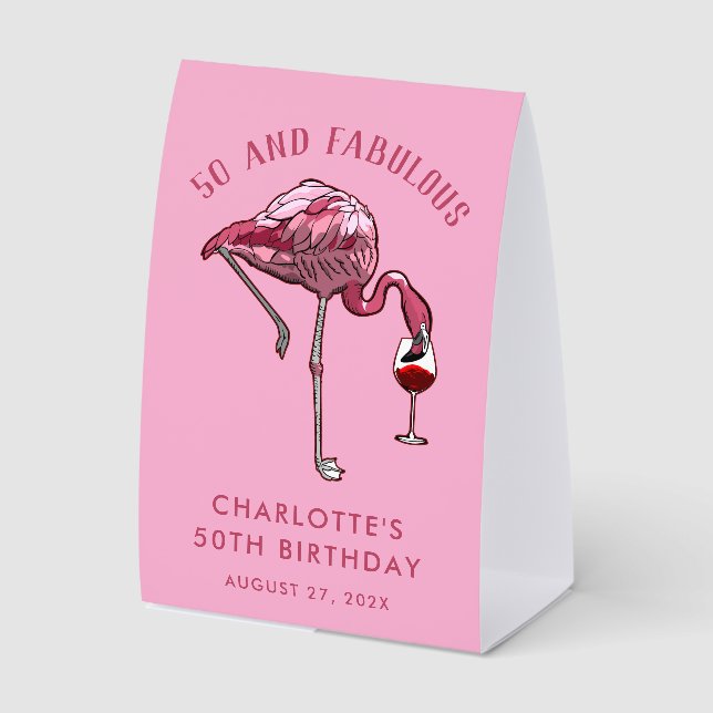 Plaque De Table Custom Flamingo 50th Birthday Novelty Swag (Recto)