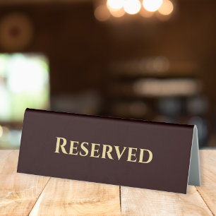 Plaque De Table Custom Modern Brown Gold Réservé Restaurant Événem